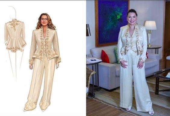 Primeira-dama Janja usa conjunto de seda da estilista Helô Rocha